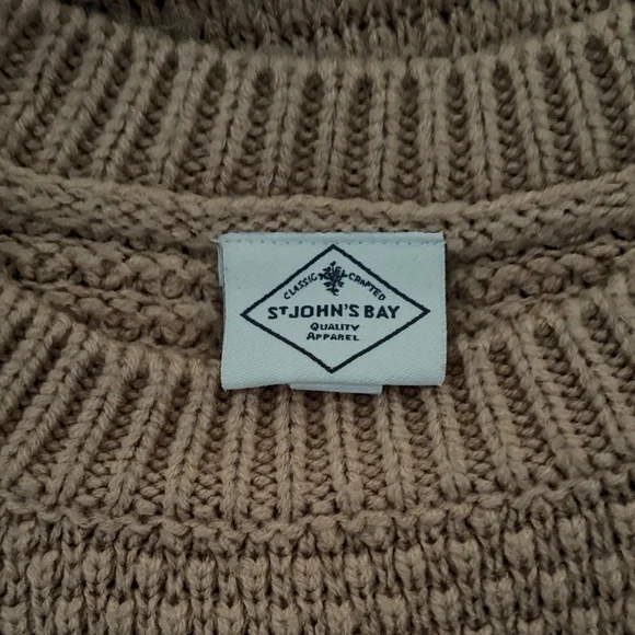 St. John's Bay women’s small Camel brown Knit fisherman Sweater - Picture 3 of 3